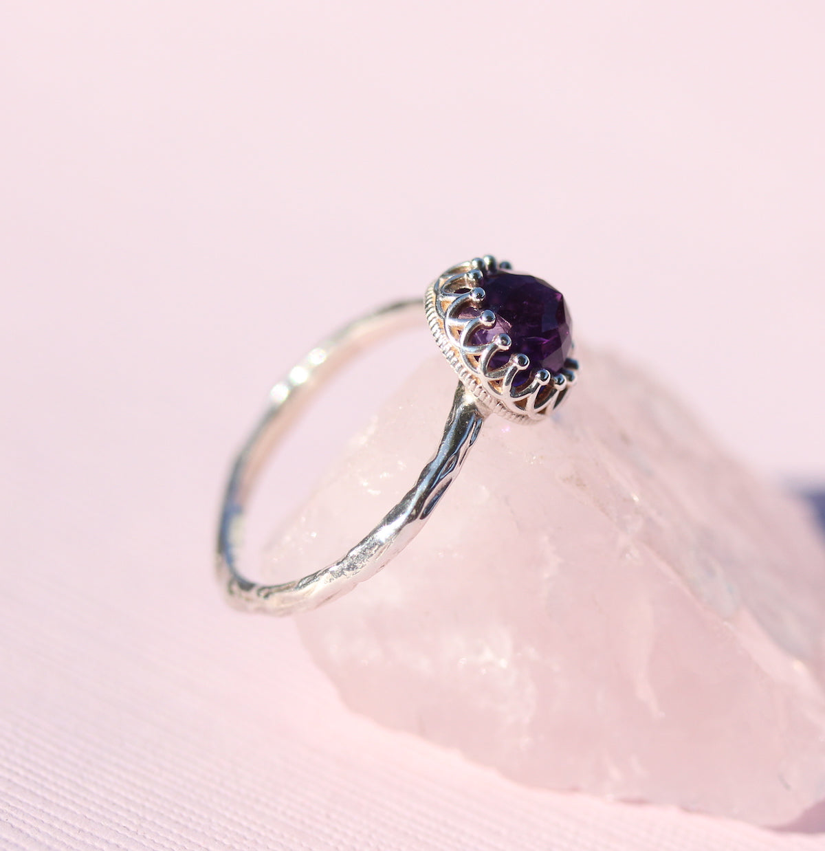 Rose Cut Gemstone Crown Ring in Sterling Silver | Crown Jewel | 8mm