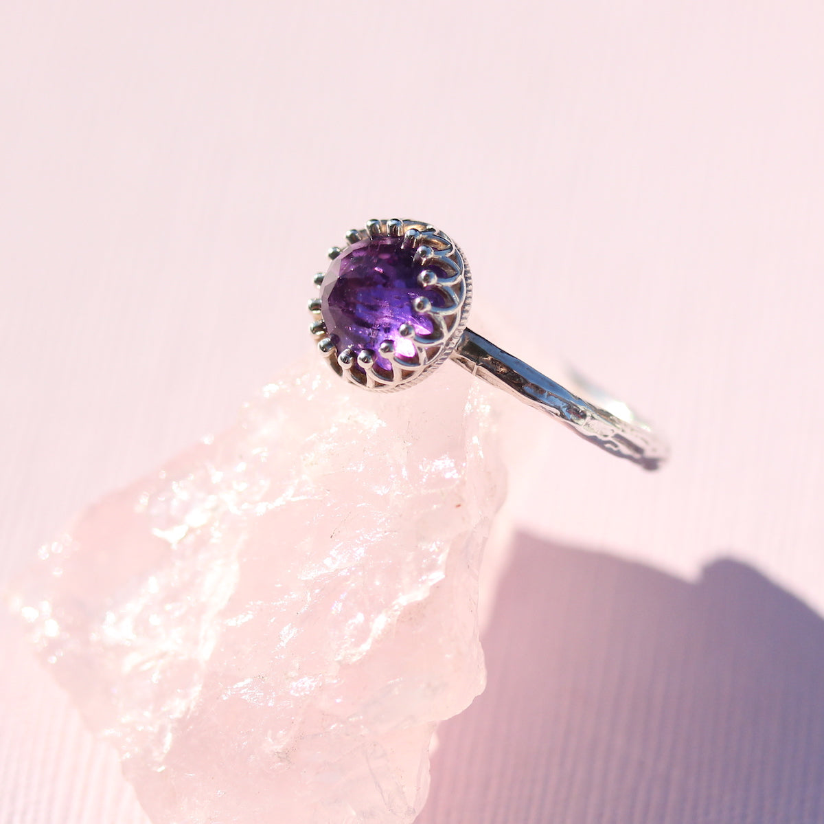 Rose Cut Gemstone Crown Ring in Sterling Silver | Crown Jewel | 8mm