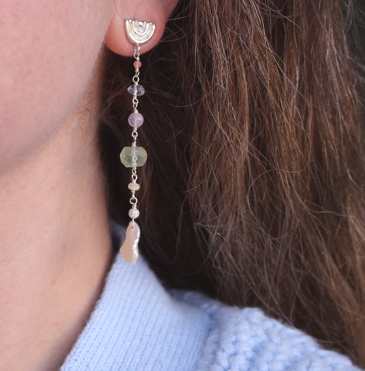 drop gemstone earrings