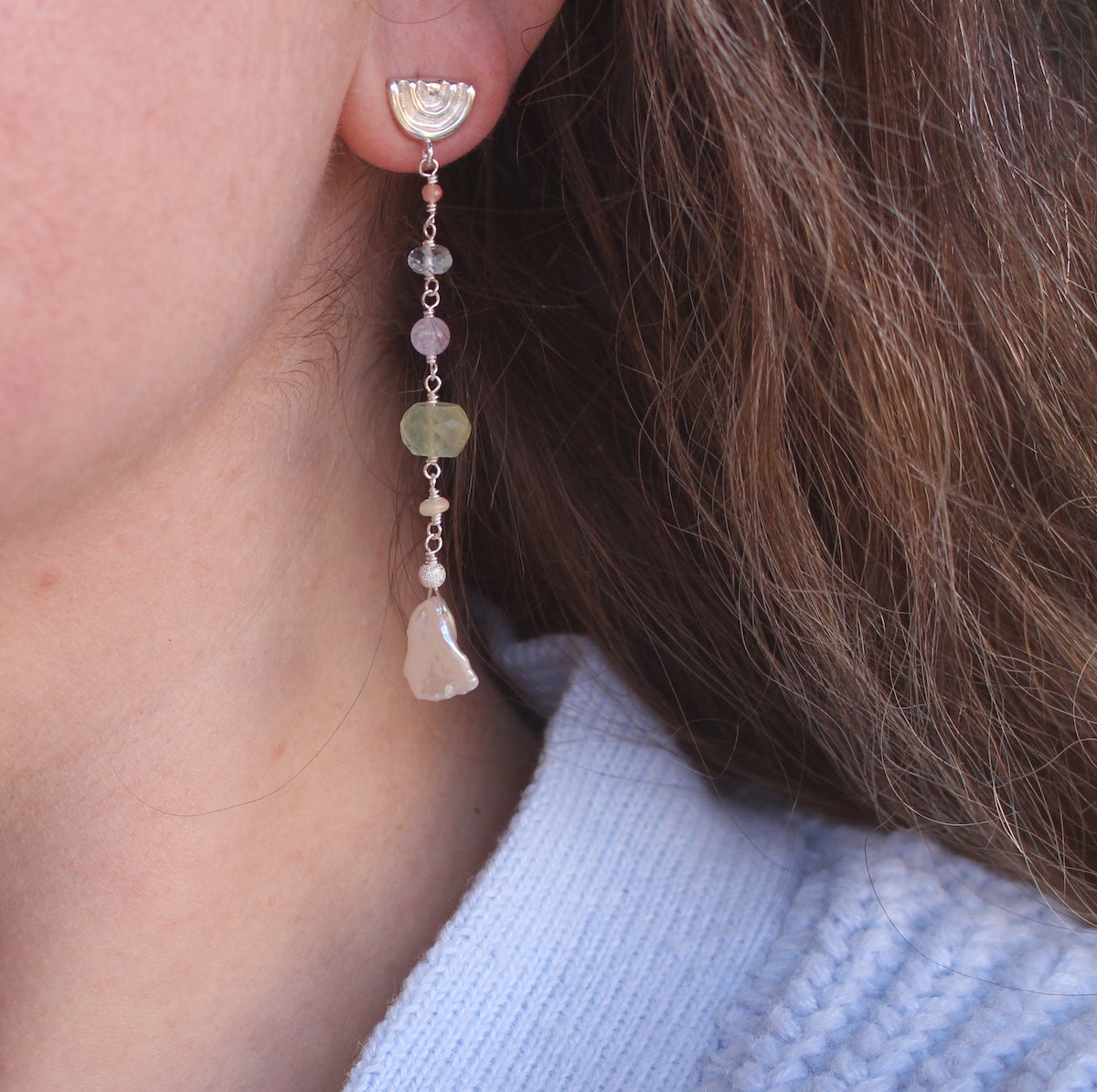 drop gemstone earrings