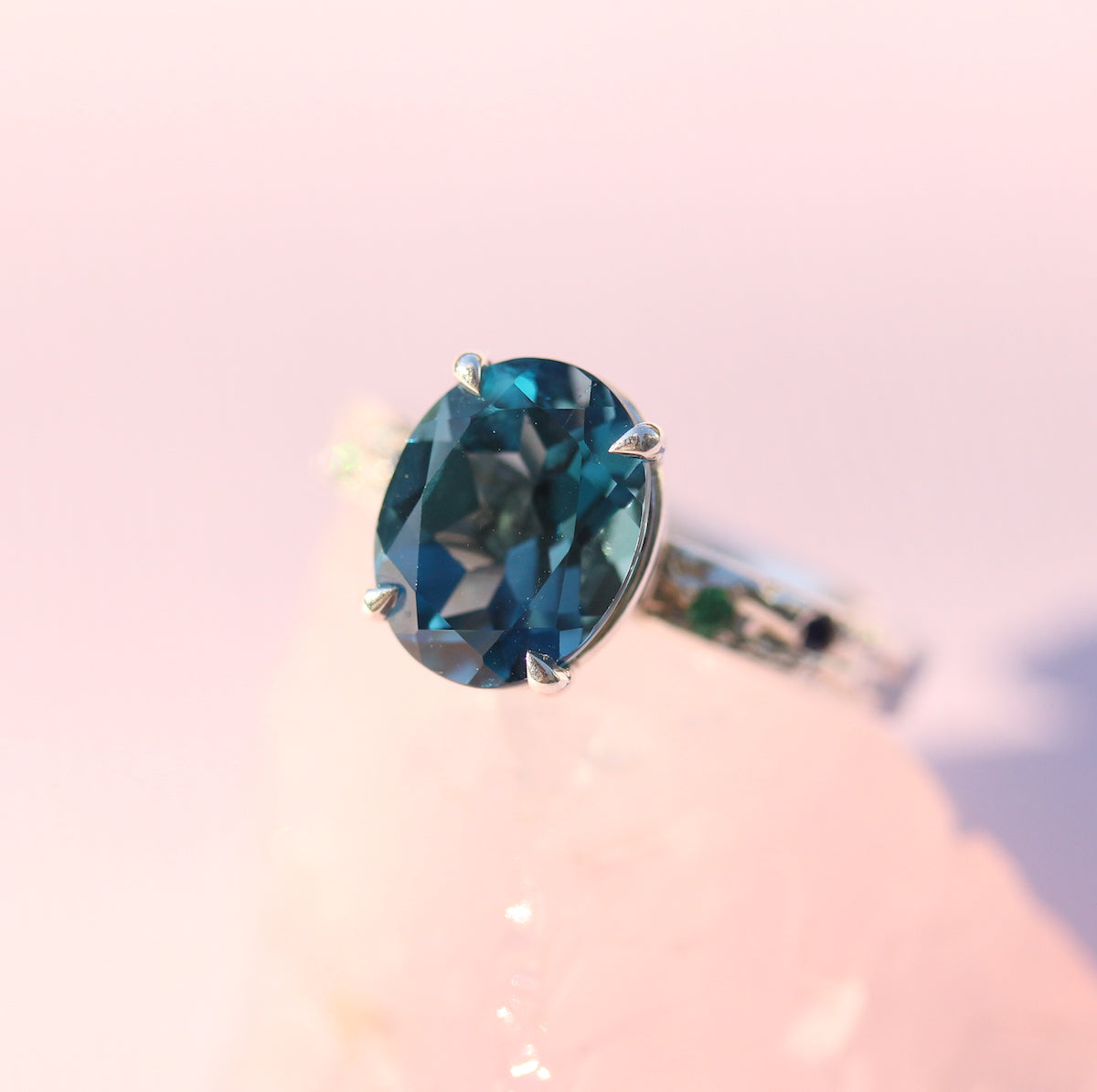 Blue Topaz Blooming Branch Ring
