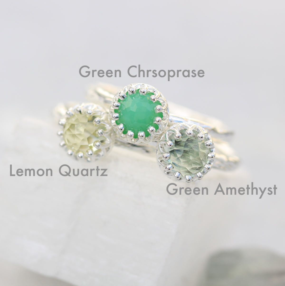 Rose Cut Gemstone Ring in Sterling Silver | Crown Jewel | 6mm