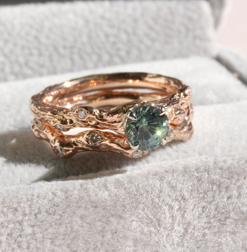 Rose gold branch wedding set