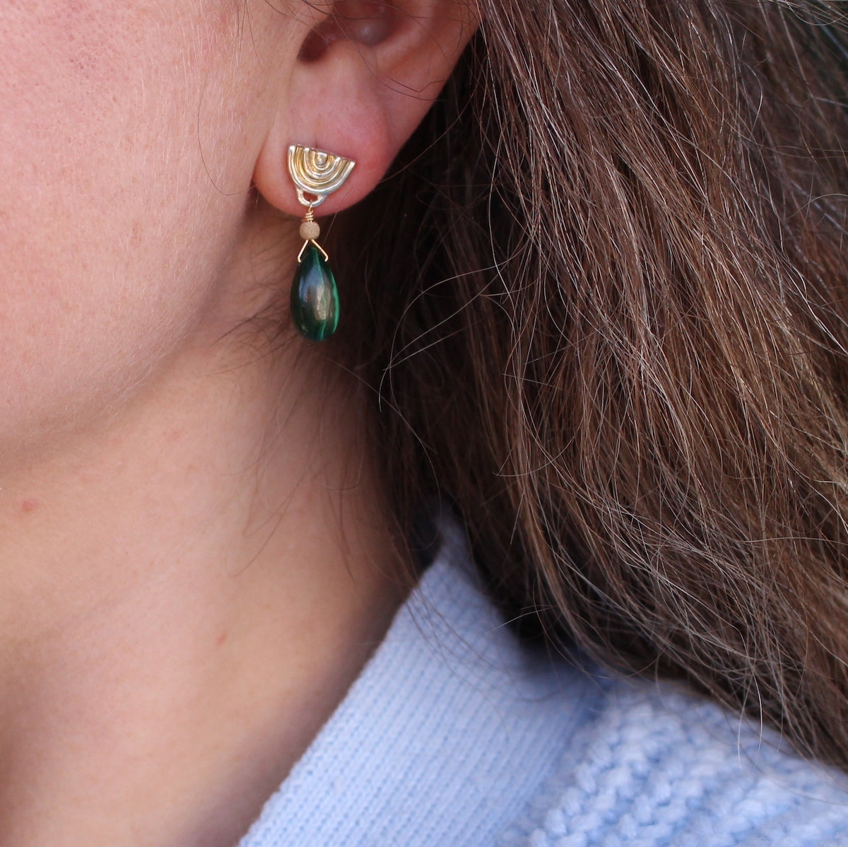 Malachite drop earring