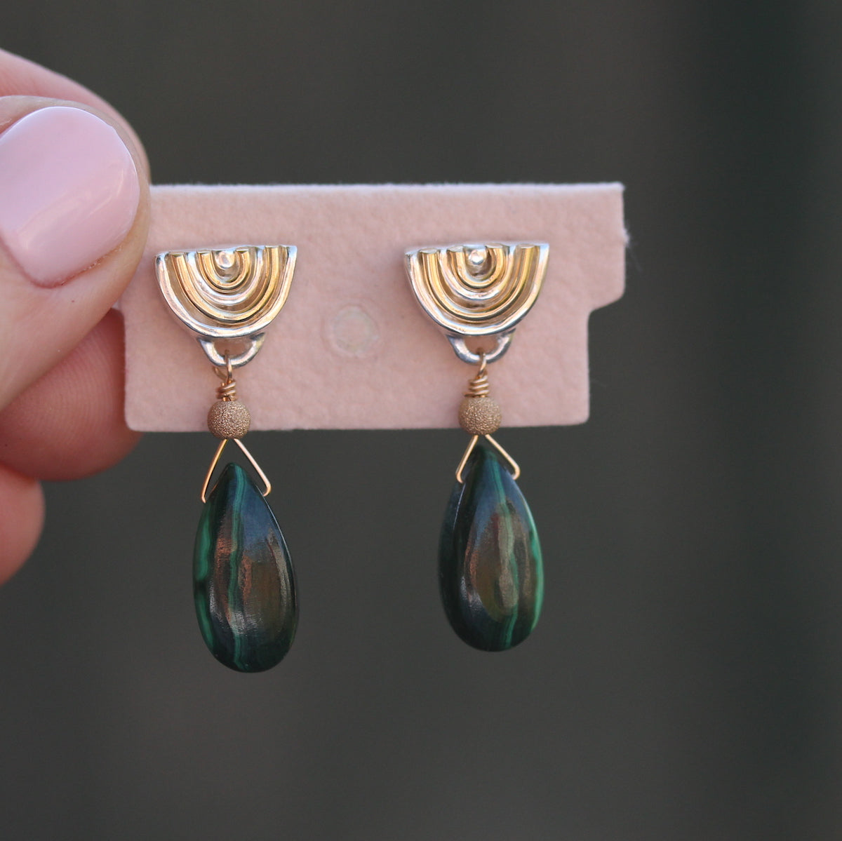 Malachite drop earring