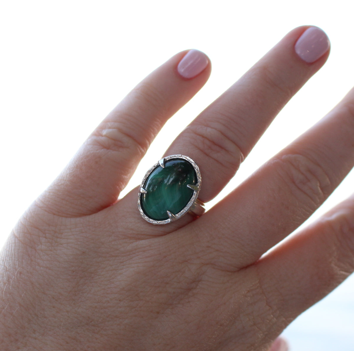 Rainbow-Inspired Malachite Ring in Sterling Silver & 18k Gold