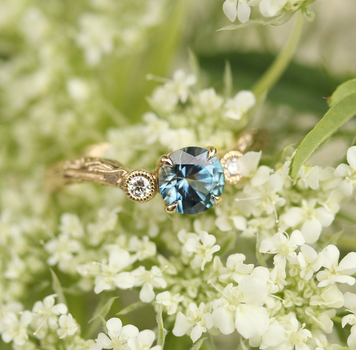 Blue/green sapphire ring