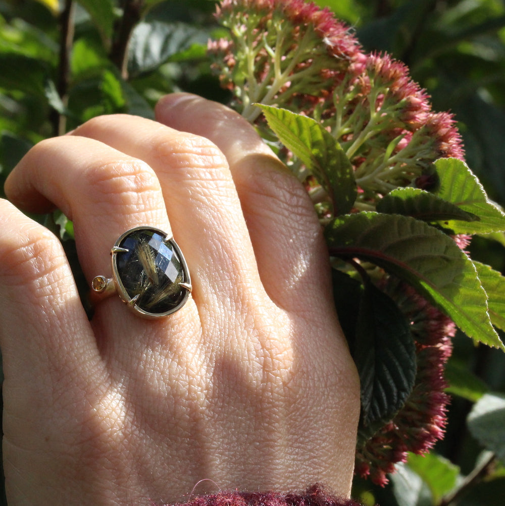 Rose cut Onyx Ring