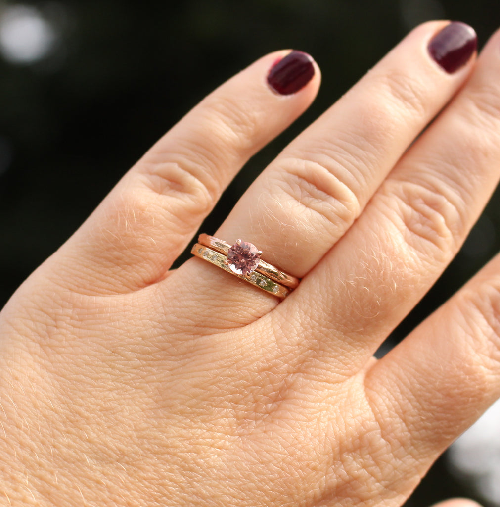 pink garnet ring with band