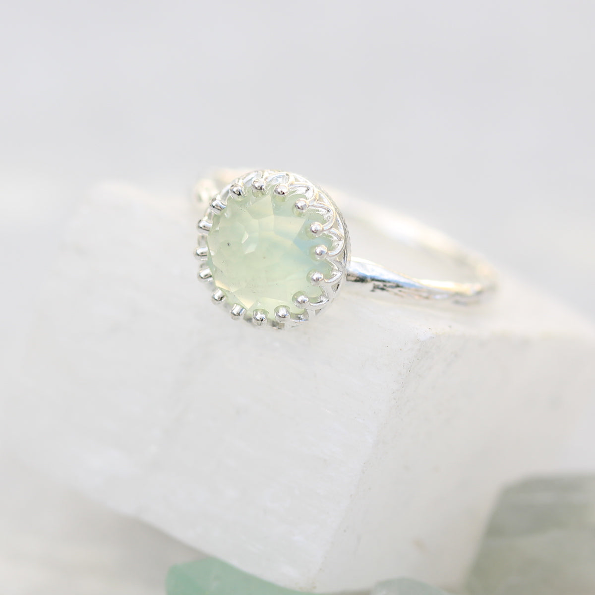 Rose Cut Gemstone Crown Ring in Sterling Silver | Crown Jewel | 8mm