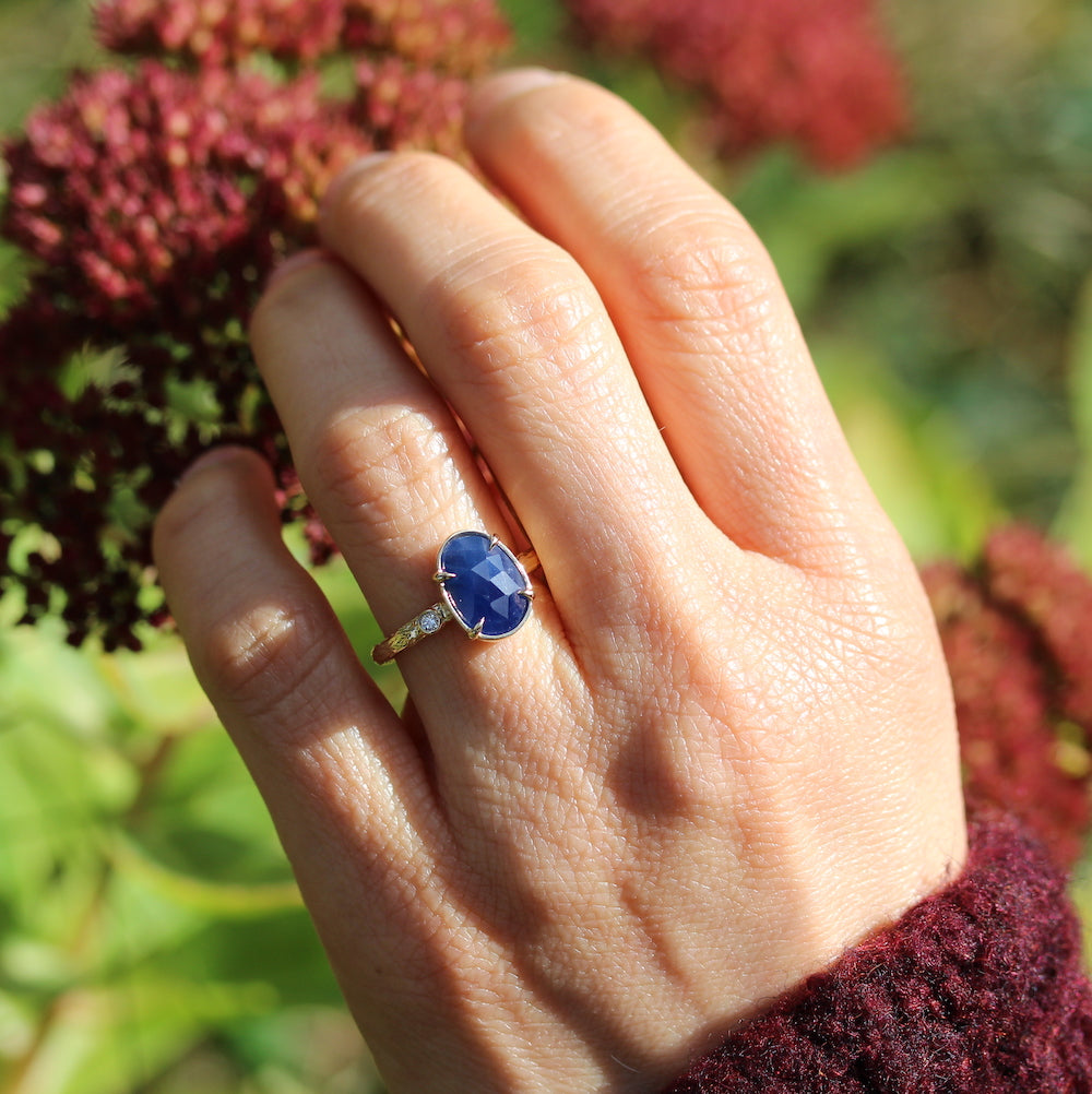 Rose Cut Sapphire Ring