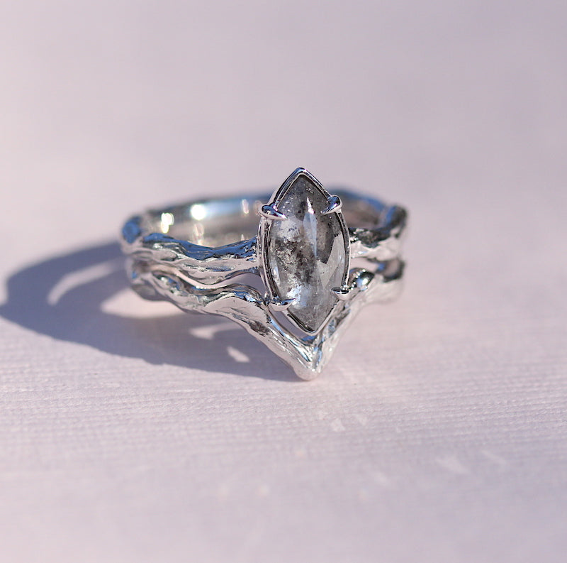 Marquise rose cut ring set