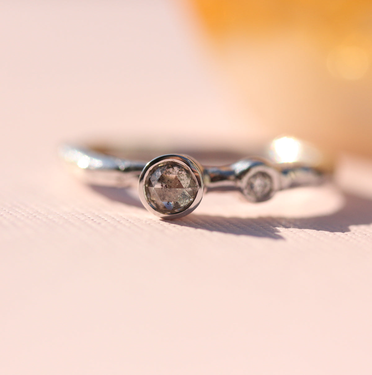 Rose cut diamond stacking ring