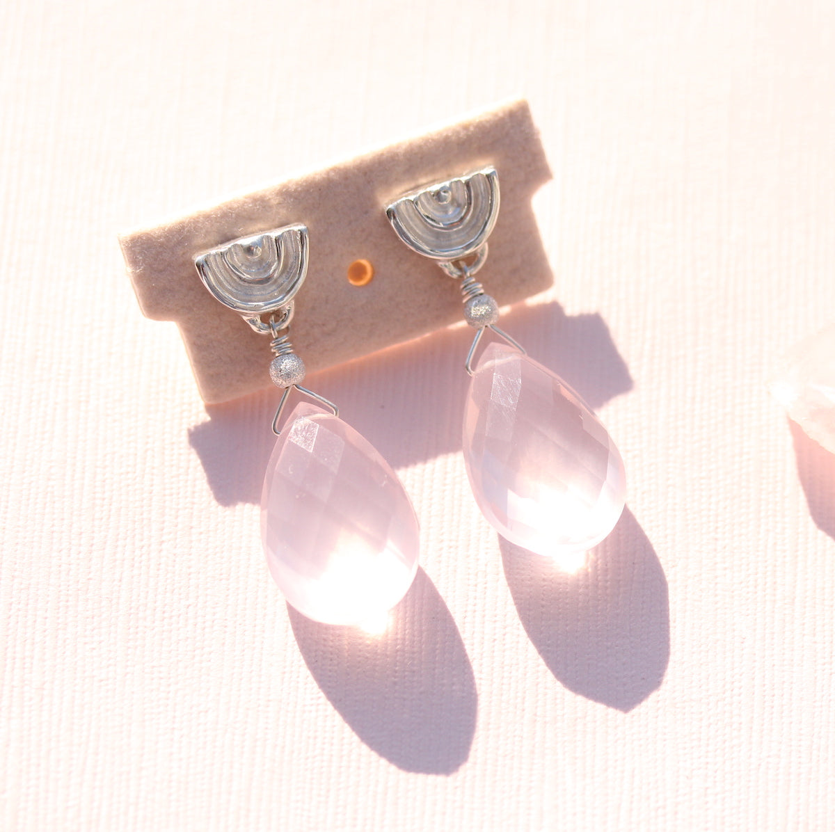 Rose Quartz drop earring