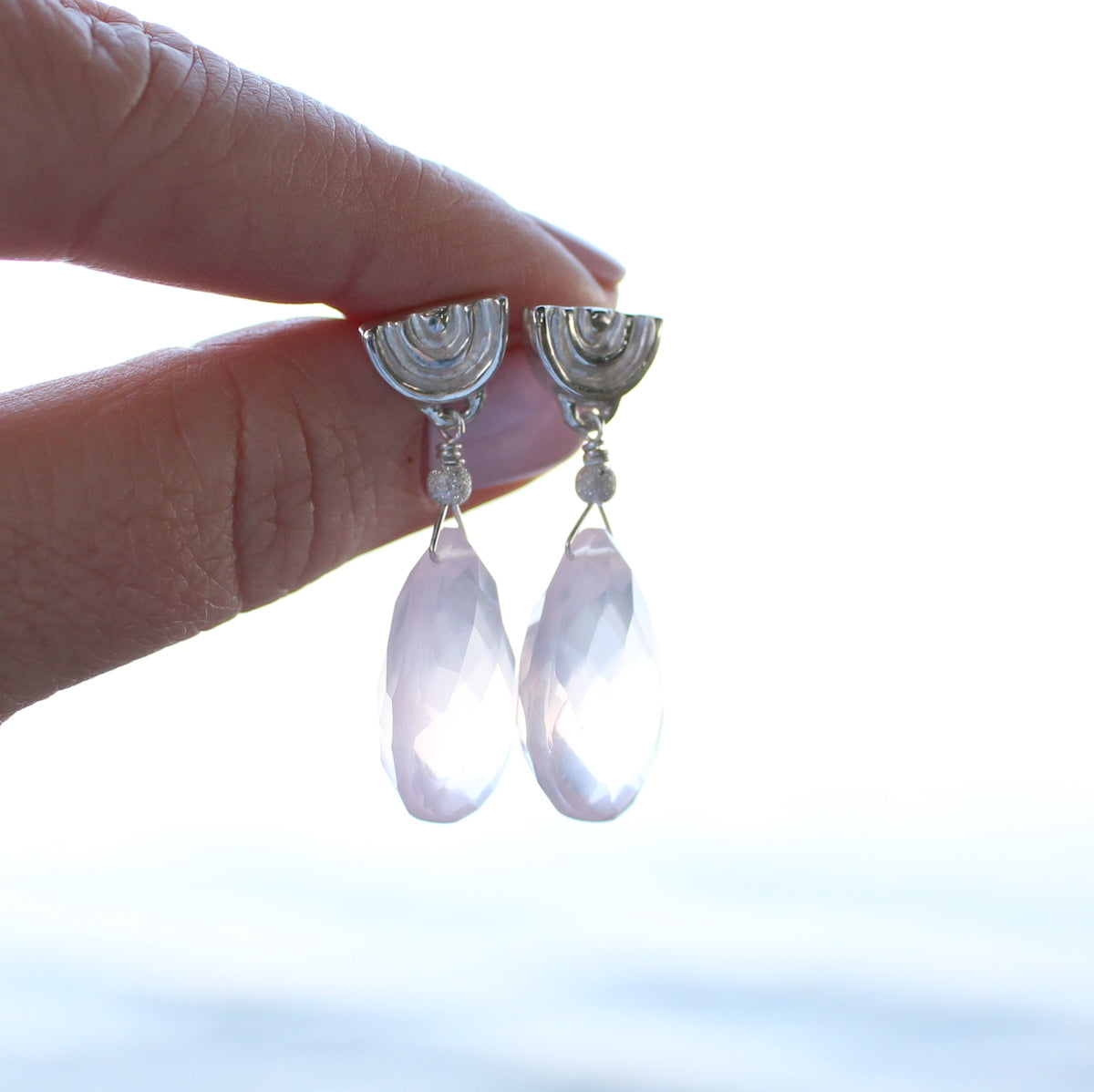 Rose Quartz drop earring