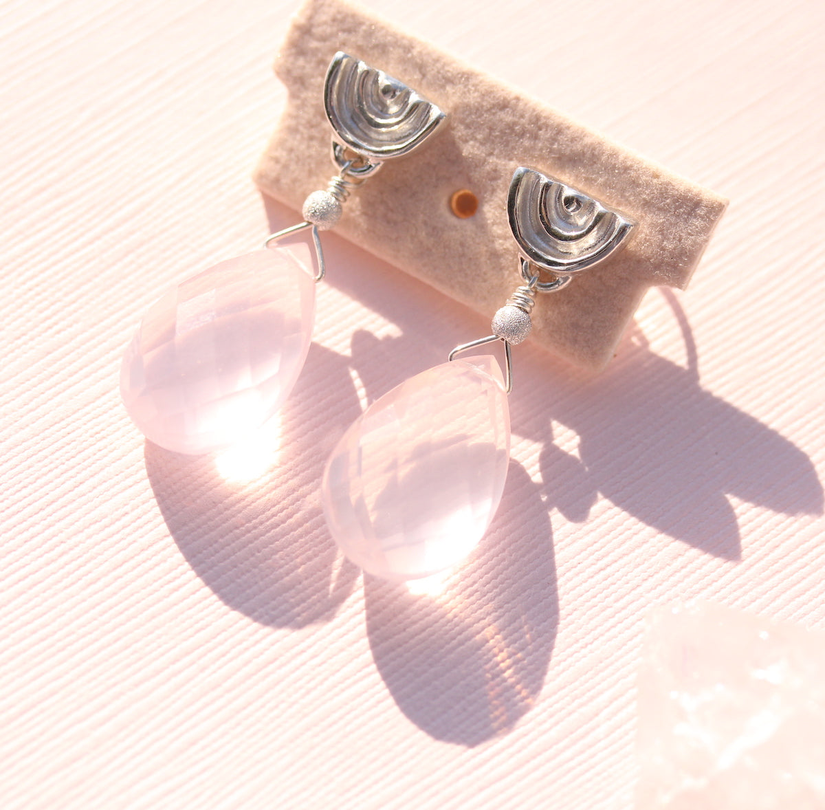 Rose Quartz drop earring