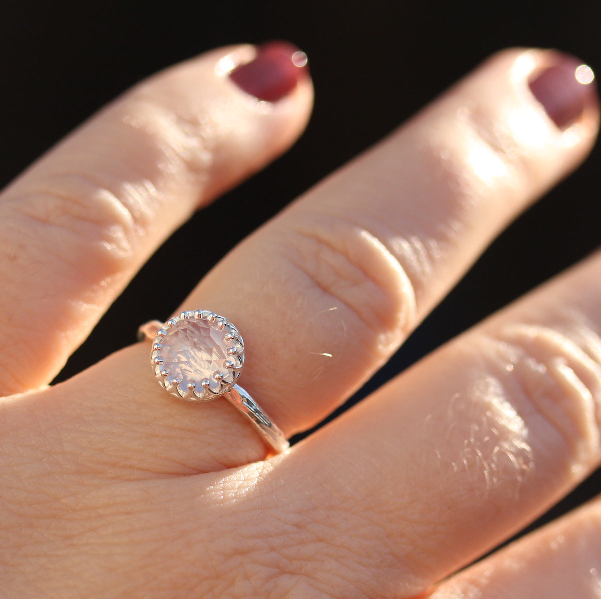 Rose Cut Gemstone Crown Ring in Sterling Silver | Crown Jewel | 8mm