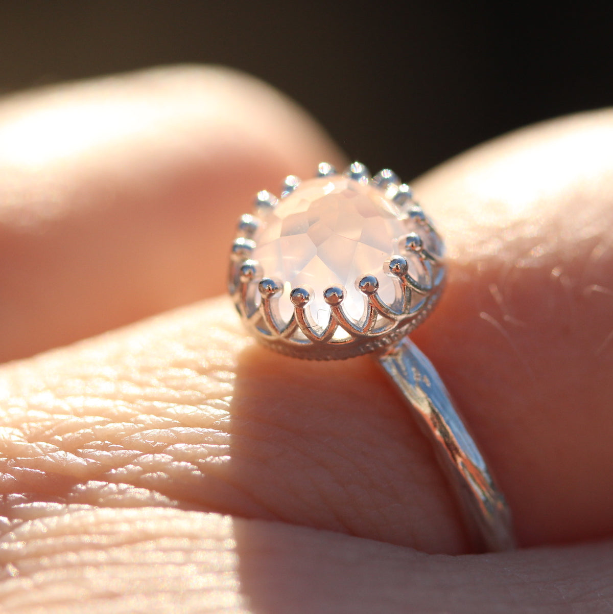 Rose Cut Gemstone Crown Ring in Sterling Silver | Crown Jewel | 8mm