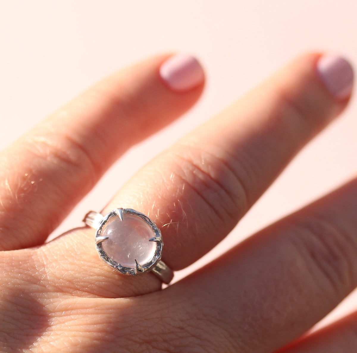 Rose quartz ring