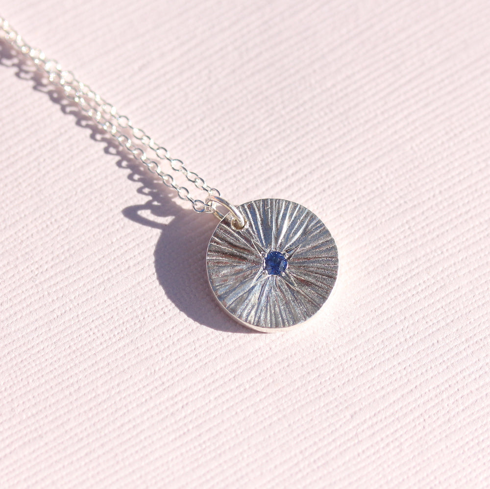 Starburst Medallion necklace with Sapphire
