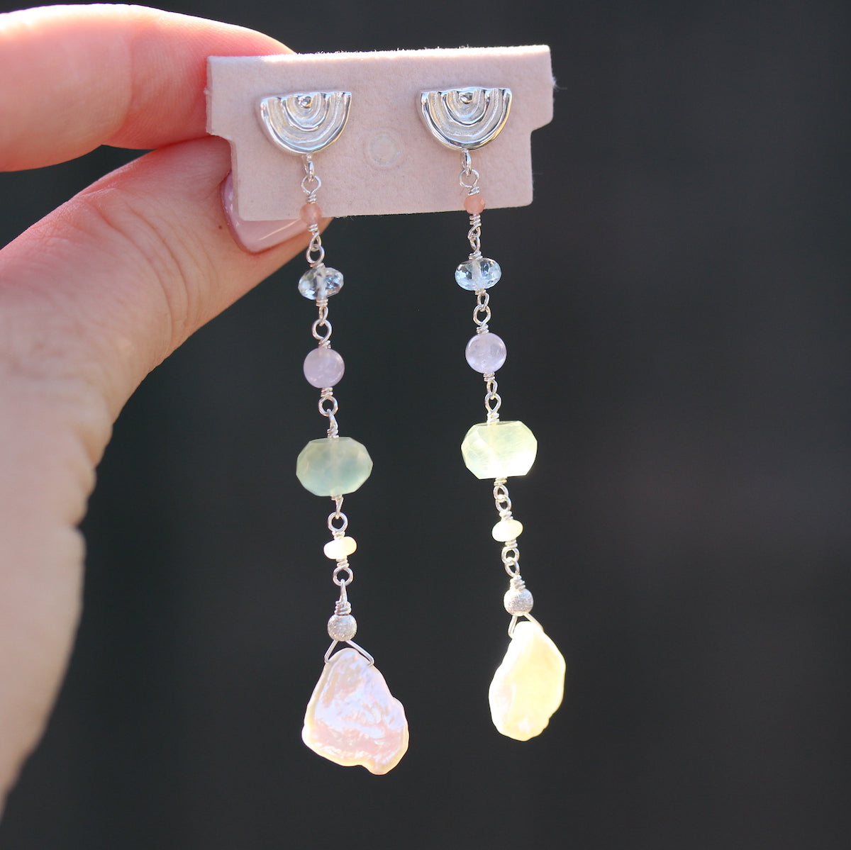 drop gemstone earrings