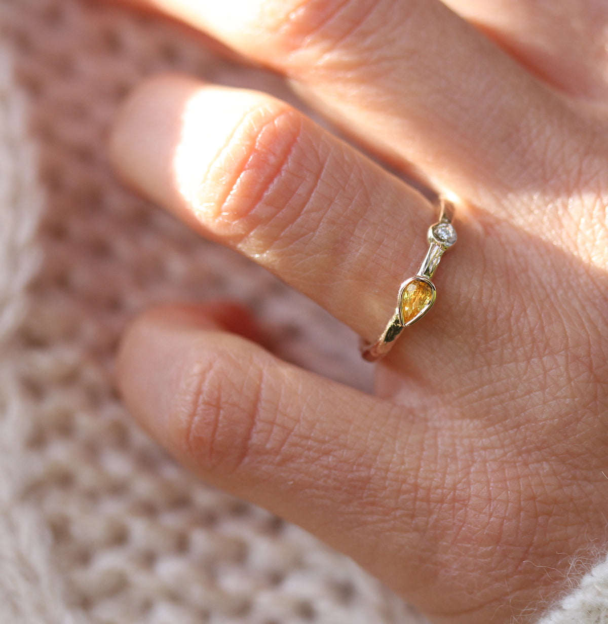 Yellow Sapphire stacking ring