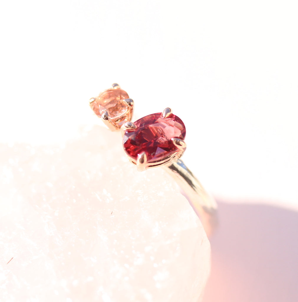 Garnet and Morganite Ring