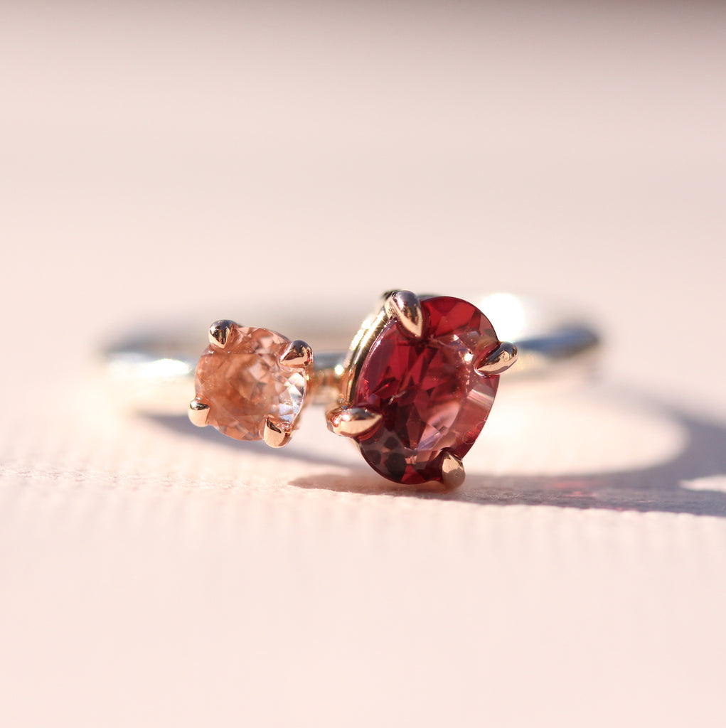 Garnet and Morganite Ring