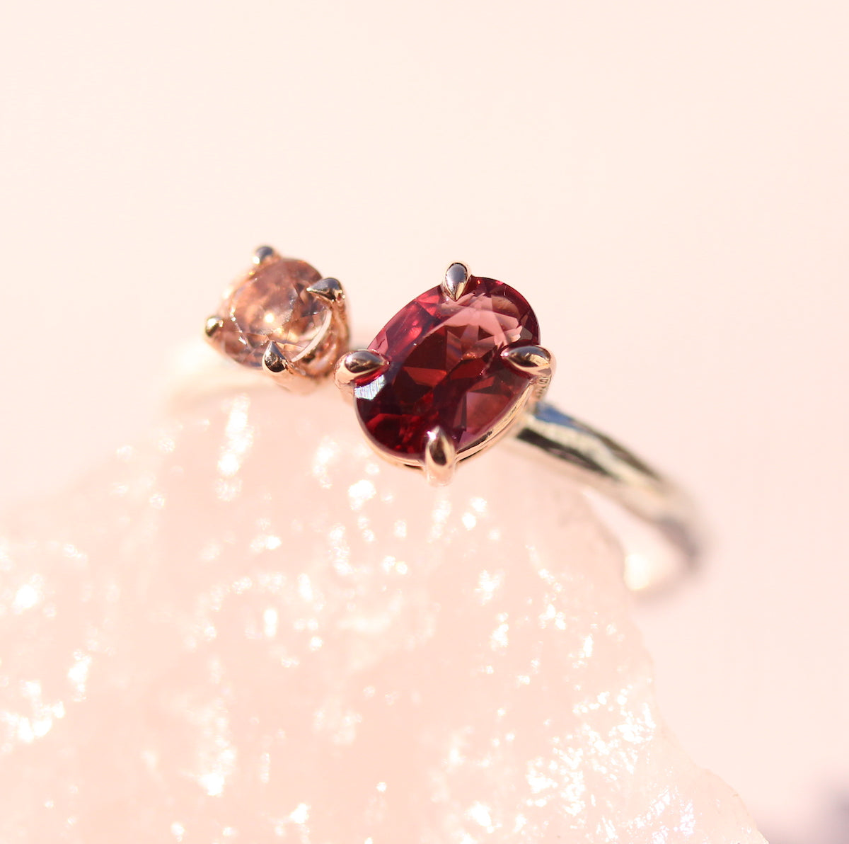 Garnet and Morganite Ring