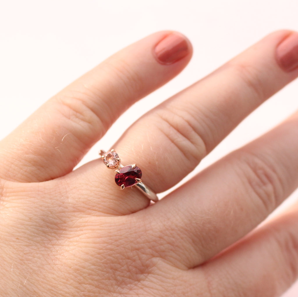Garnet and Morganite Ring