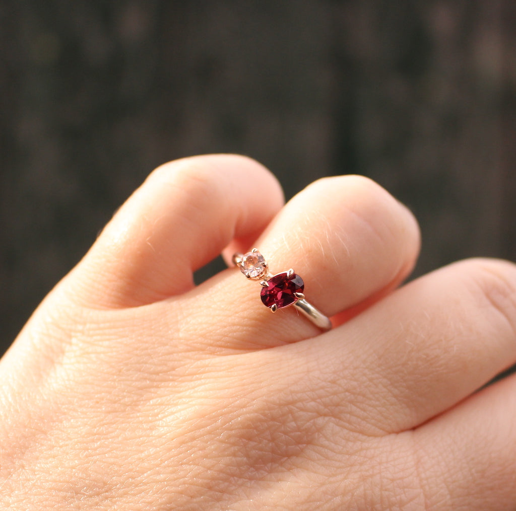 Garnet and Morganite Ring