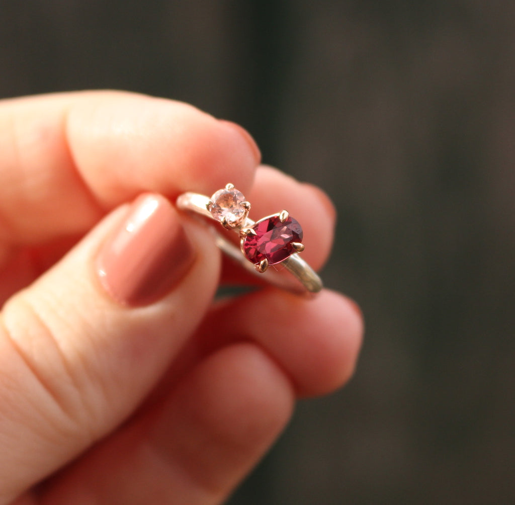 Garnet and Morganite Ring