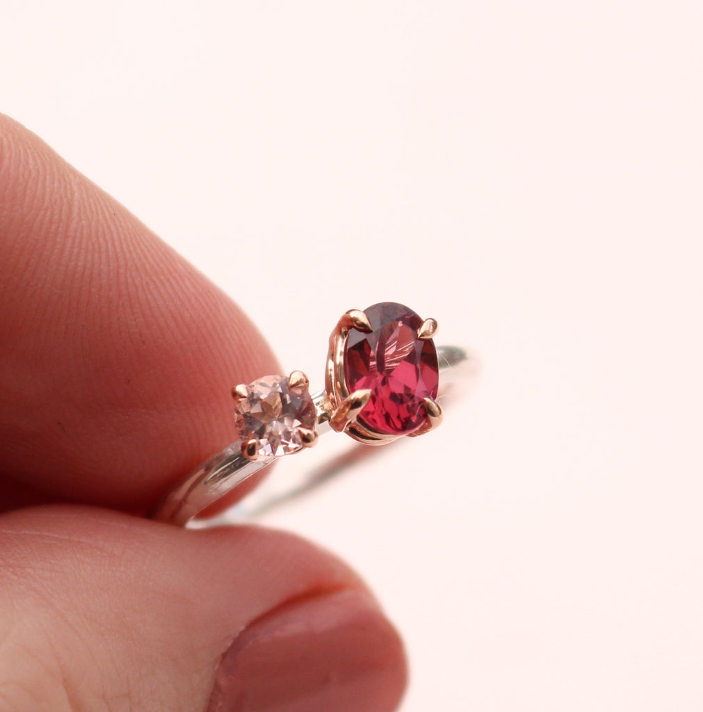 Garnet and Morganite Ring