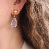 Large drop earring with gemstone