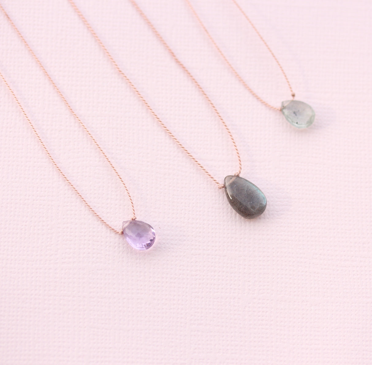 Pear Gemstone on silk cord