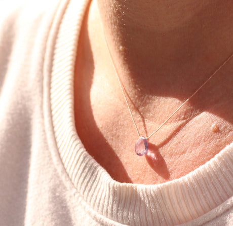 Pear Gemstone on silk cord