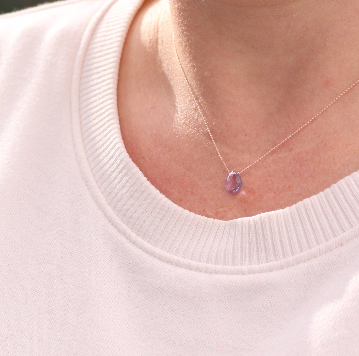 Pear Gemstone on silk cord