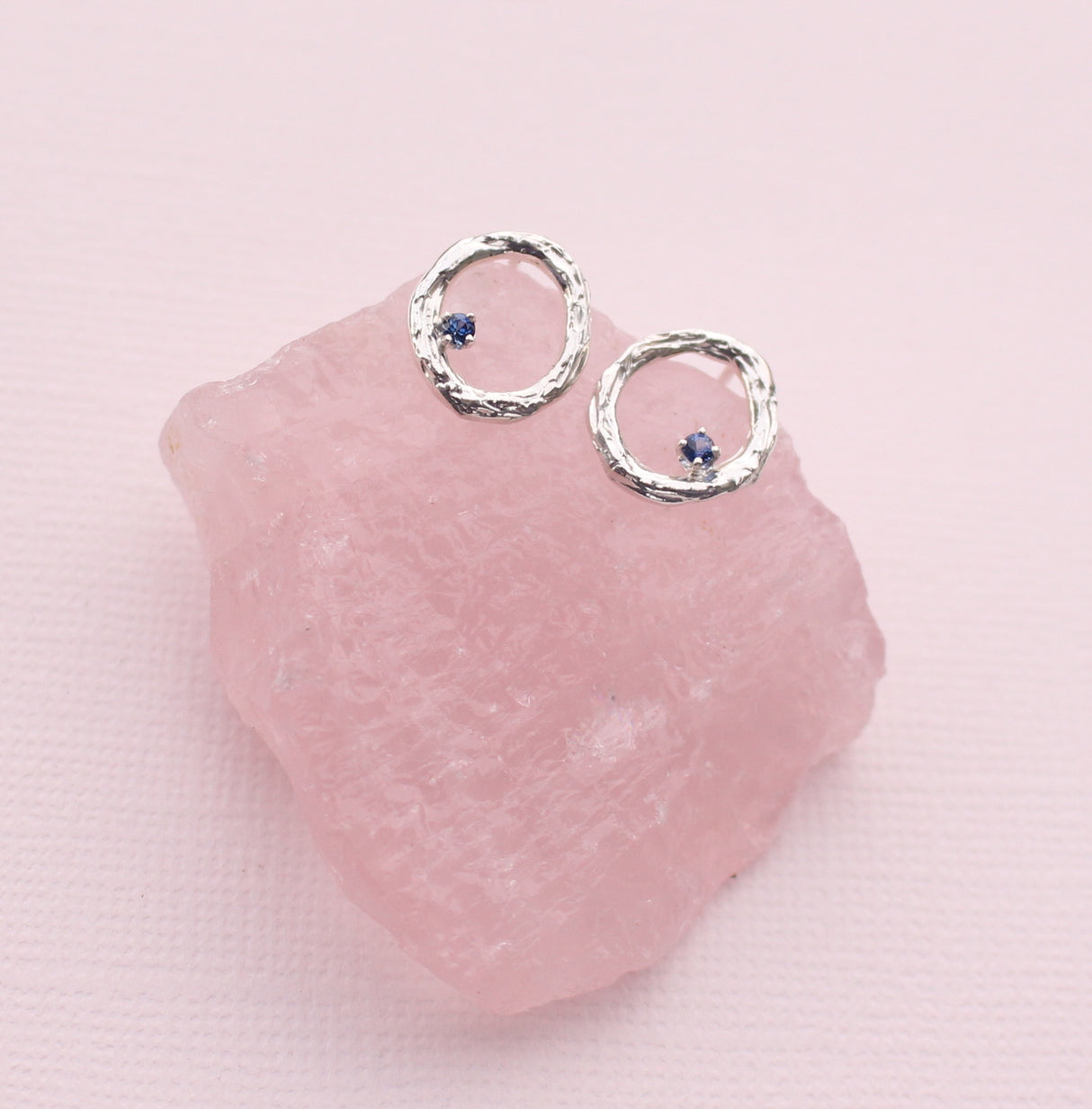 Blooming Branch Circle with Sapphire Earrings