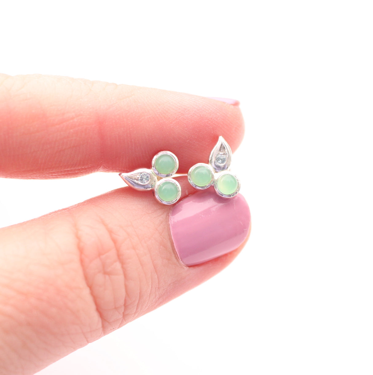 Dew drop Earrings with Chrysoprase and blue topaz