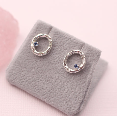 Blooming Branch Circle with Sapphire Earrings