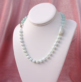 Opal, Jade and Seafoam Hemimorphite Necklace with Sterling Silver Clasp