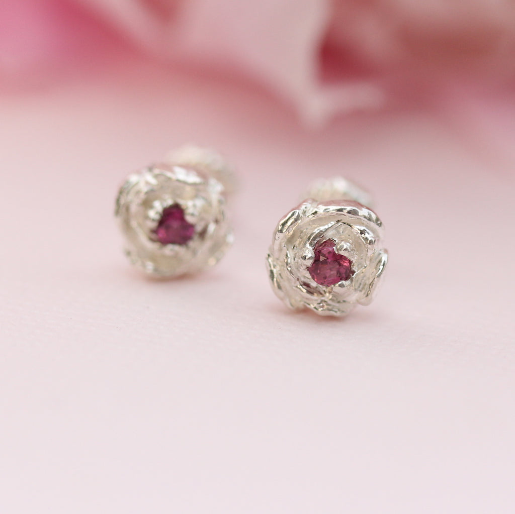 peony earrings with garnet