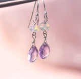 Opal and Amethyst Drop Earrings