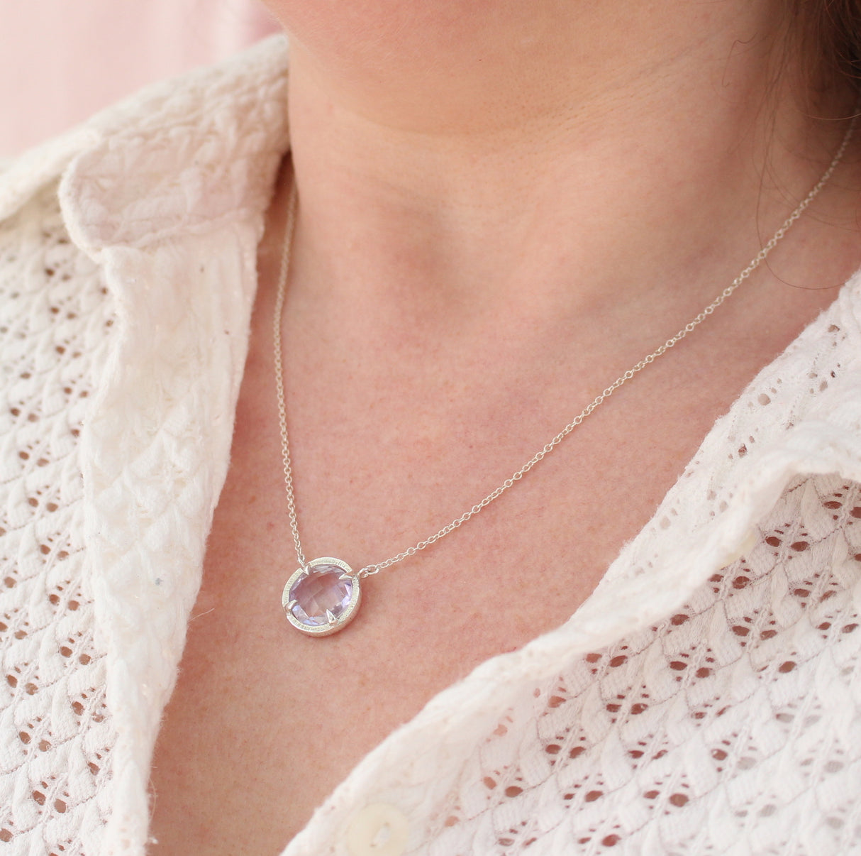 Amethyst Aster Coin Necklace