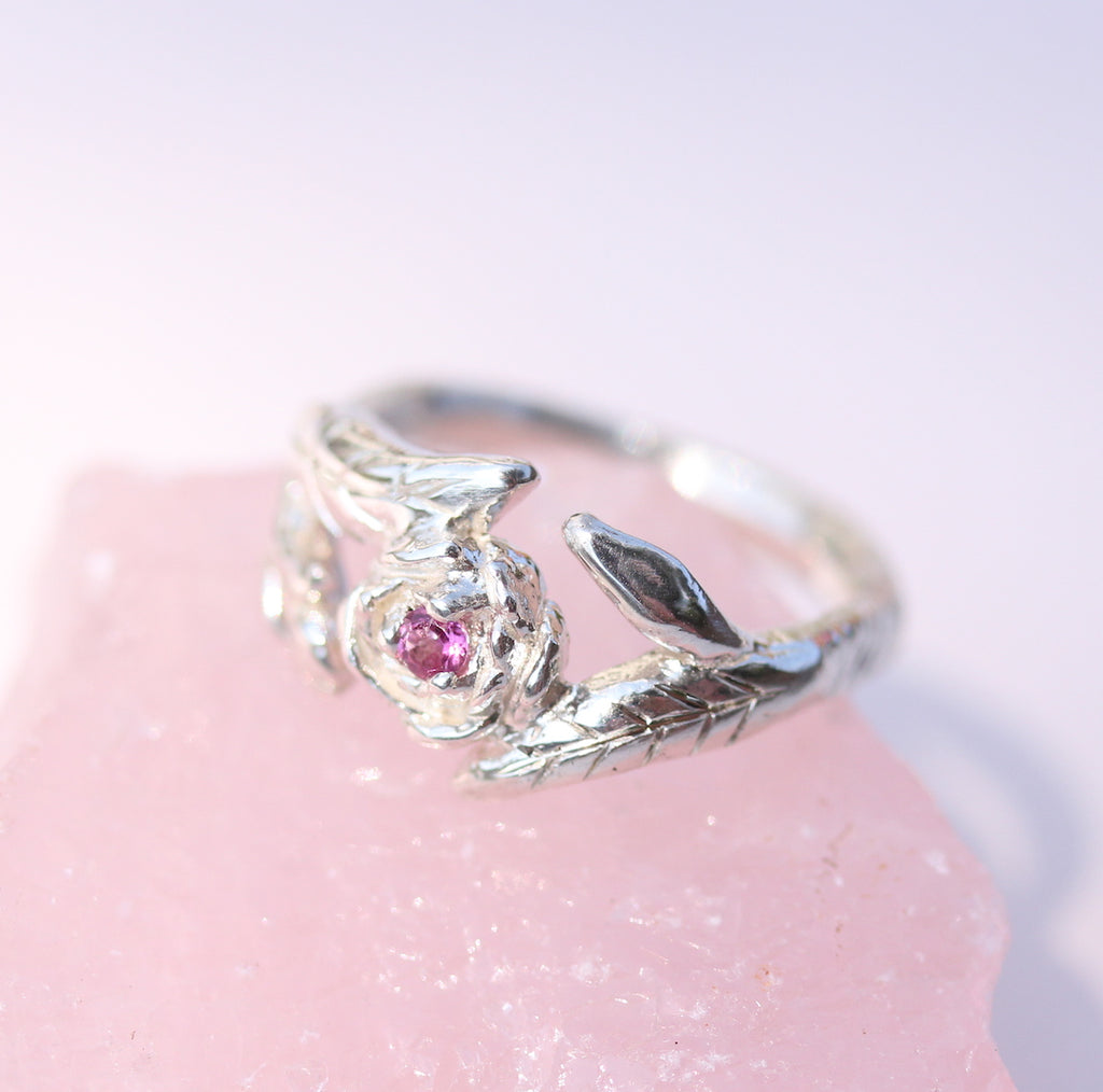 peony ring with pink tourmaline