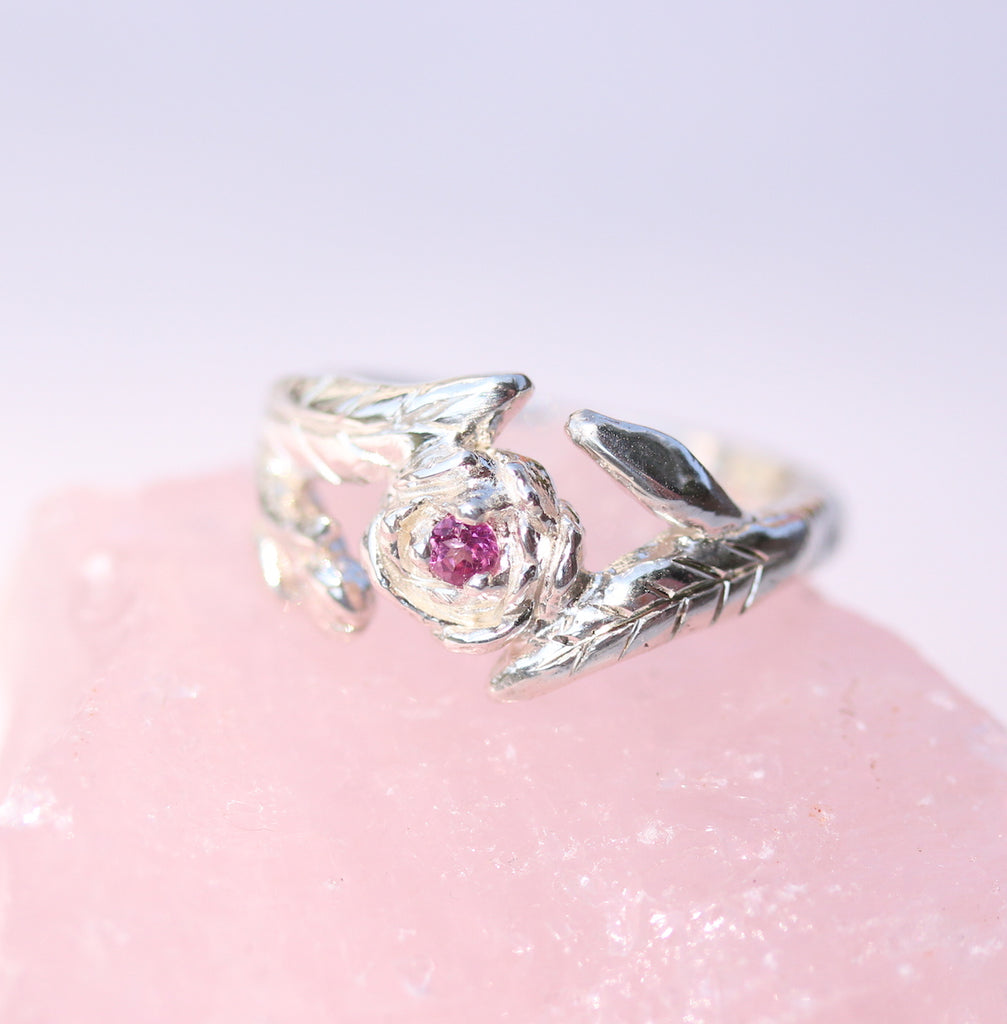 peony ring with pink tourmaline