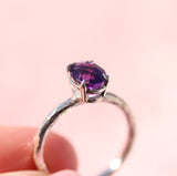 Blooming Branch Oval Gemstone Ring with Purple and Green Amethyst
