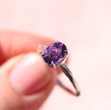 Blooming Branch Oval Gemstone Ring with Purple and Green Amethyst