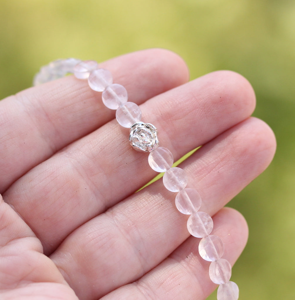 peony bracelet with rose quartz