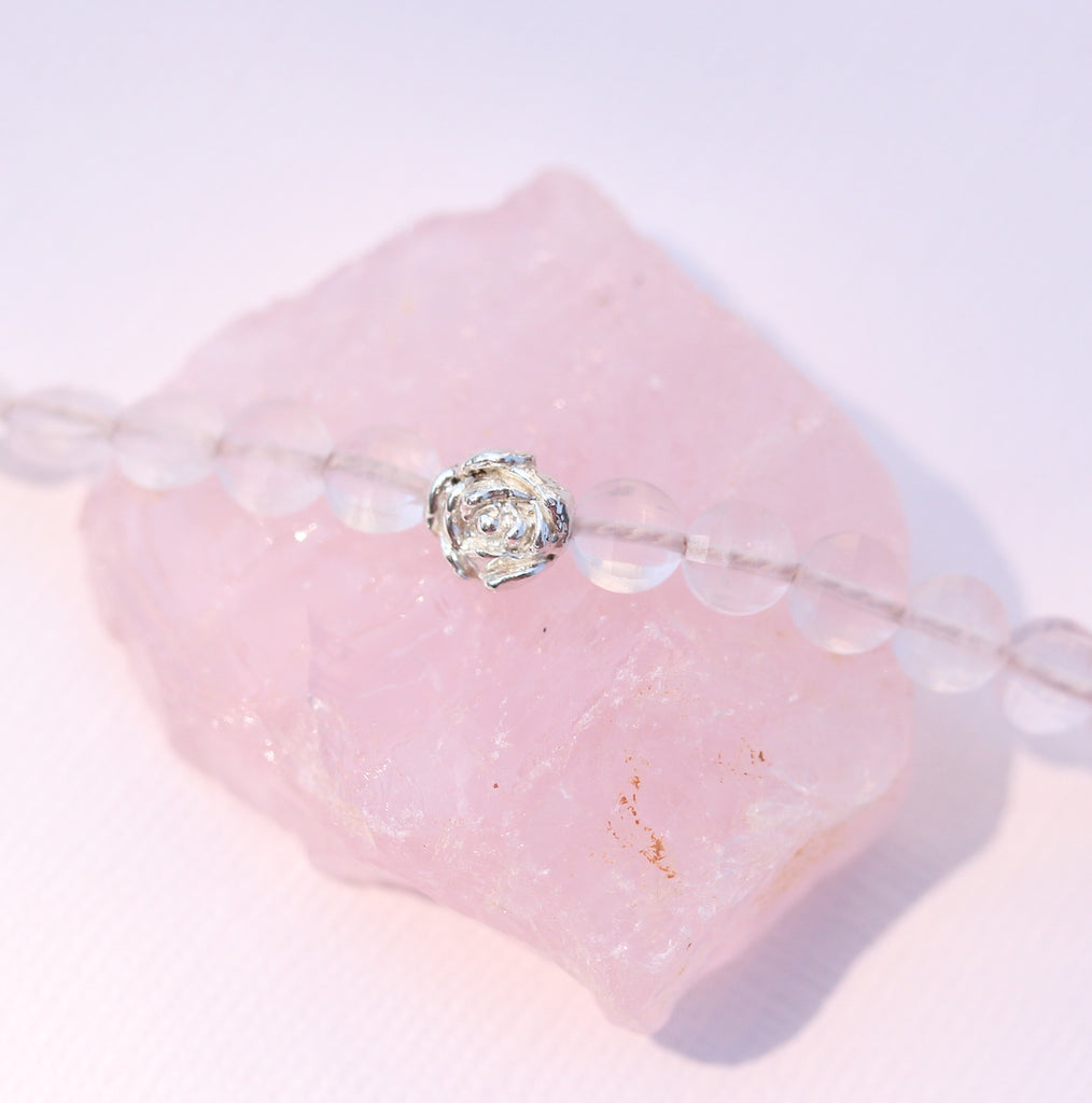 peony bracelet with rose quartz